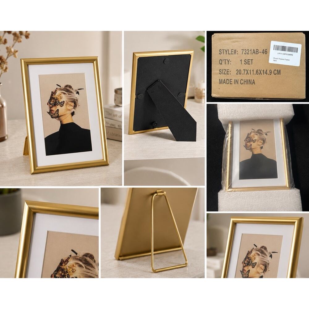 Modern Gold Metal Picture Frame Tabletop Photo Frame Butterfly Art Décor